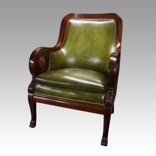 Antique leather library chair
