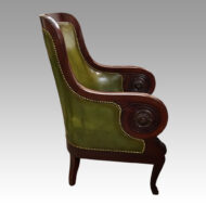 Antique leather library chair side