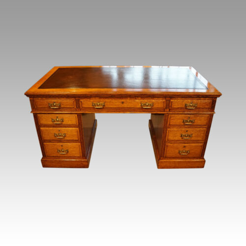 Edwardian oak Maple & co pedestal desk