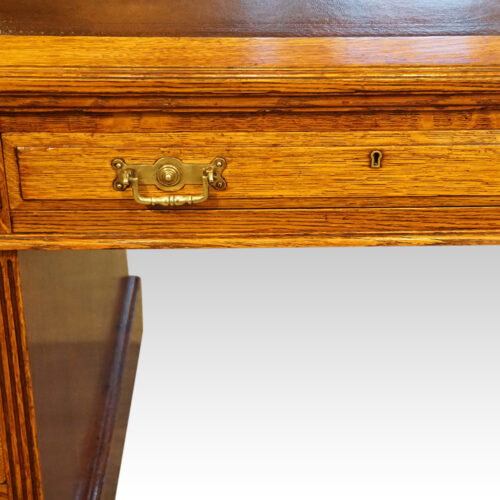Edwardian oak Maple & co pedestal desk centre drawer
