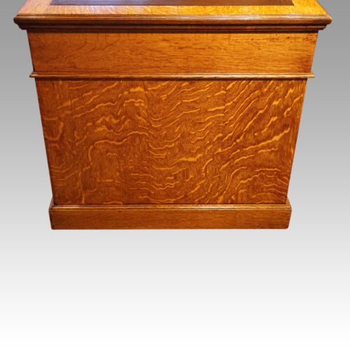 Edwardian oak Maple & co pedestal desk side