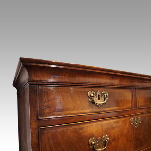 George III walnut chest on chest cornice