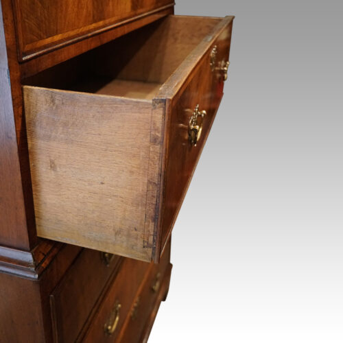 George III walnut chest on chest lining