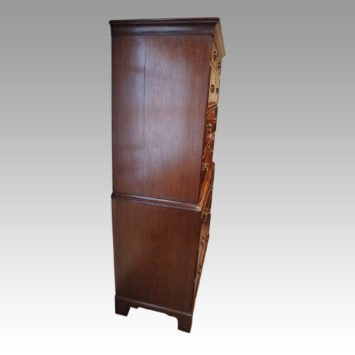 George III walnut chest on chest side