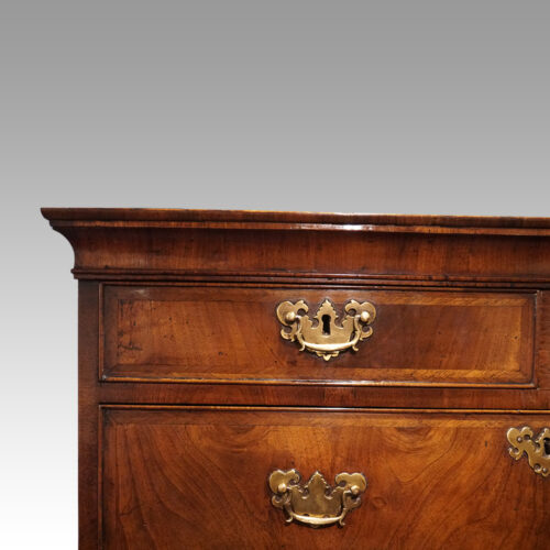 George III walnut chest on chest top drawer