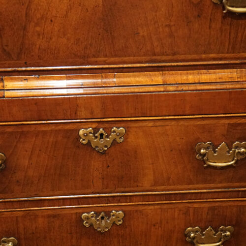 George III walnut chest on chest waist moulding