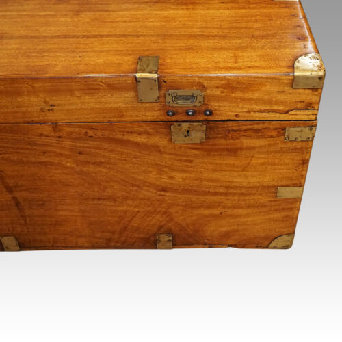Large Victorian camphor wood campaign chest corner