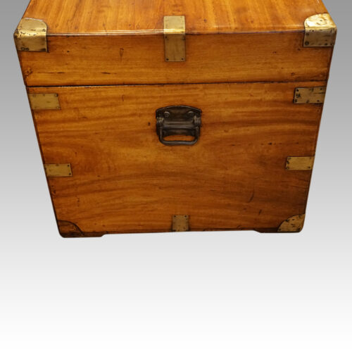 Large Victorian camphor wood campaign chest end carrying handle