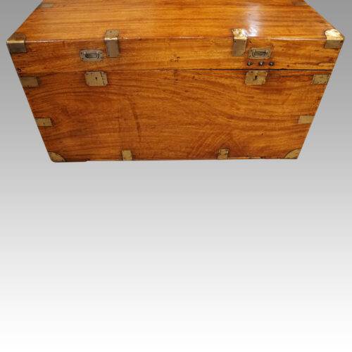 Large Victorian camphor wood campaign chest front