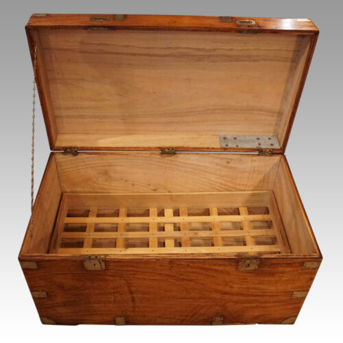 Large Victorian camphor wood campaign chest interior