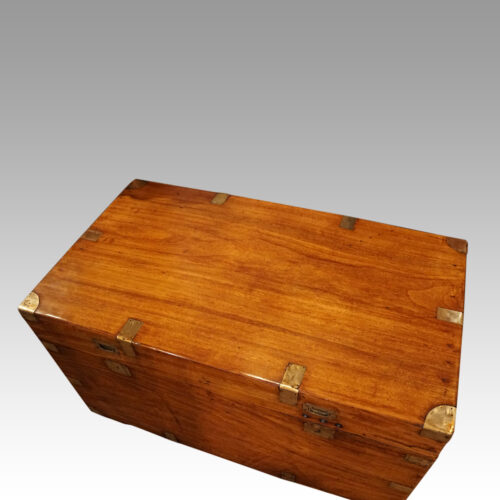 Large Victorian camphor wood campaign chest top