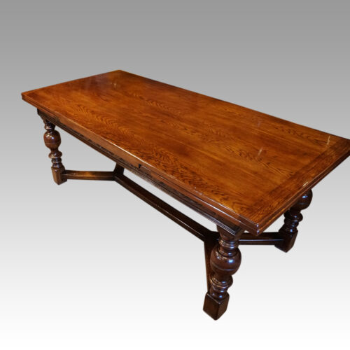 Large oak extending refectory table angle