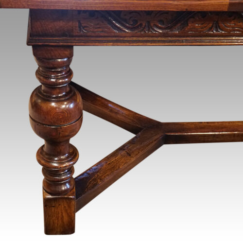 Large oak extending refectory table bulbous