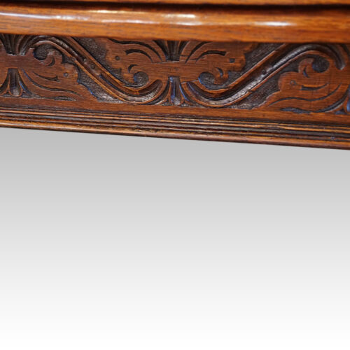 Large oak extending refectory table carved edge