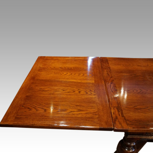 Large oak extending refectory table leaf view