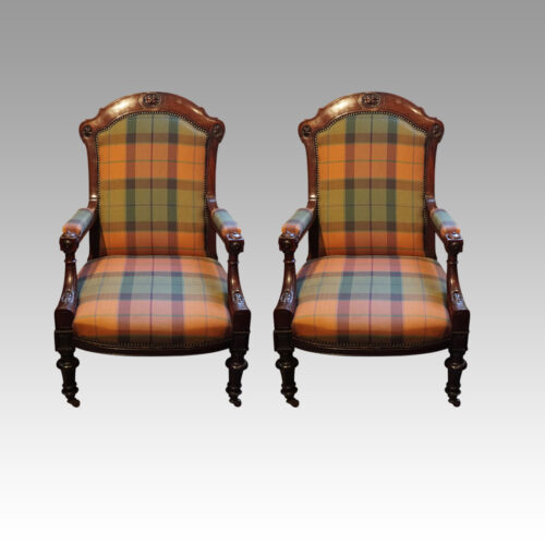 Pair of Victorian mahogany easy chairs