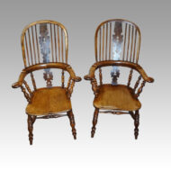 Pair of Yew wood Yorkshire broad arm chairs