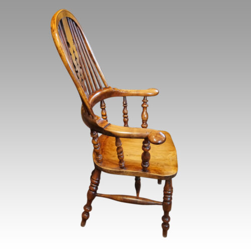 Pair of Yew wood Yorkshire broad arm chairs side