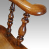Pair of Yew wood Yorkshire broadarm chairs turned support