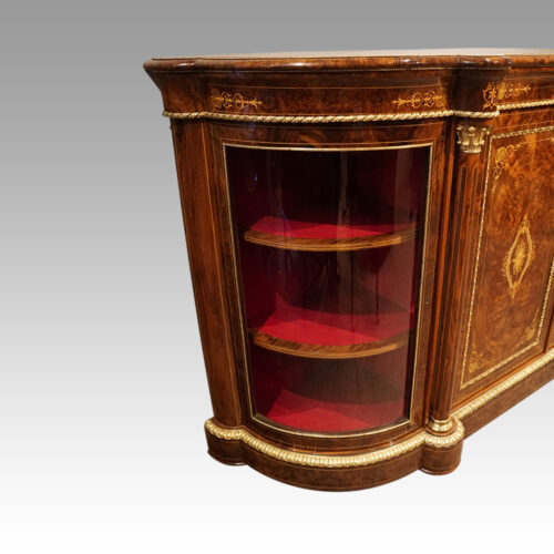 Victorian walnut 4 door credenza bow glass
