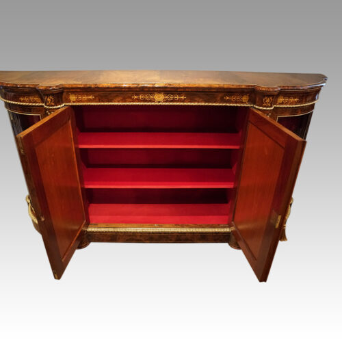 Victorian walnut 4 door credenza interior