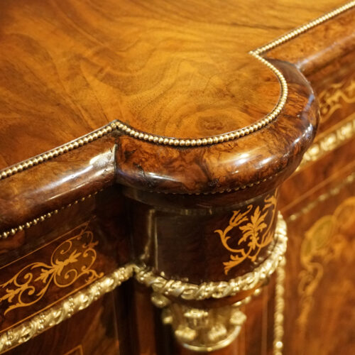 Victorian walnut 4 door credenza top detail
