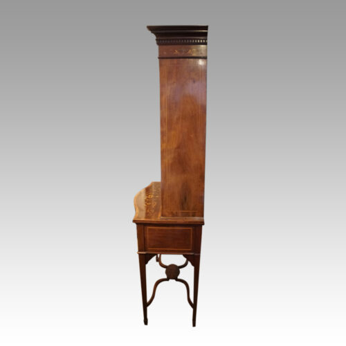 Edwardian inlaid mahogany bookcase on stand side
