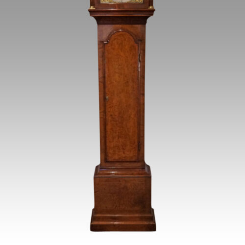 George II walnut longcase clock by Bentley London trunk