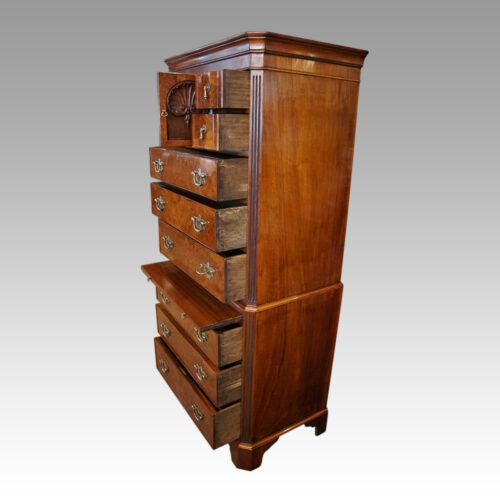 George V Walnut chest on chest drawers open