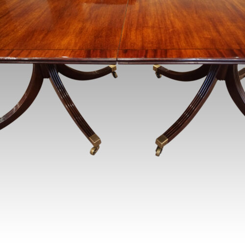 George V mahogany twin pillar dining table no leaves