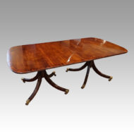 George V mahogany twin pillar dining table one leaf