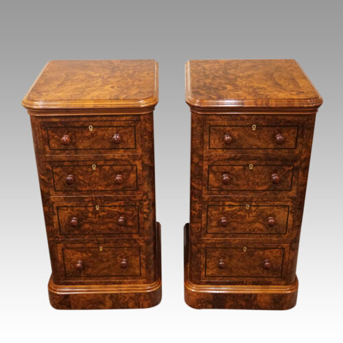 Pair of burr walnut bedside chests