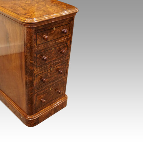 Pair of burr walnut bedside chests angle