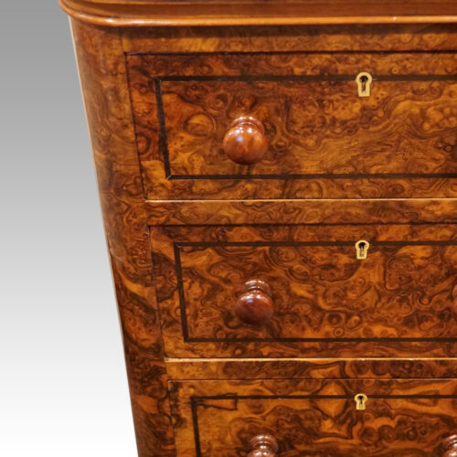 Pair of burr walnut bedside chests handles