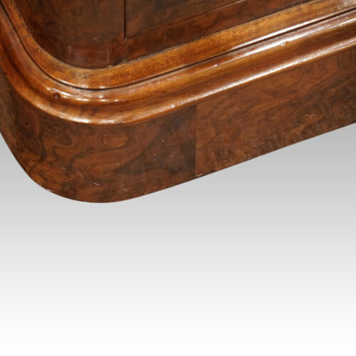 Pair of burr walnut bedside chests plinth