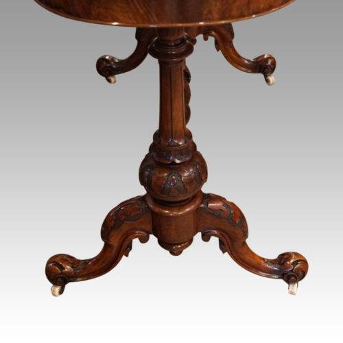 Victorian inlaid walnut shaped centre table end support