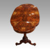 Victorian inlaid walnut shaped centre table end view