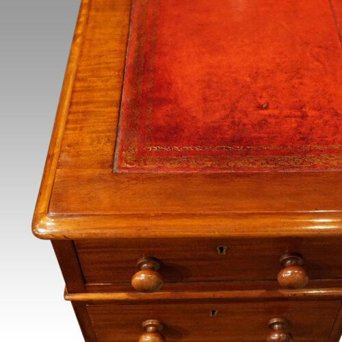 Victorian mahogany double pedestal desk corner