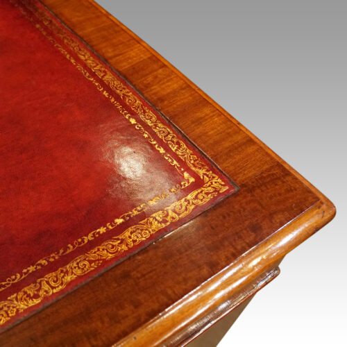 Victorian mahogany double pedestal desk corner detail