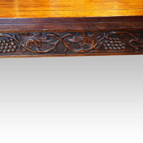 Victorian oak draw leaf dining table grape and vine carving