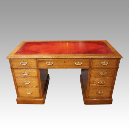 Victorian oak pedestal desk