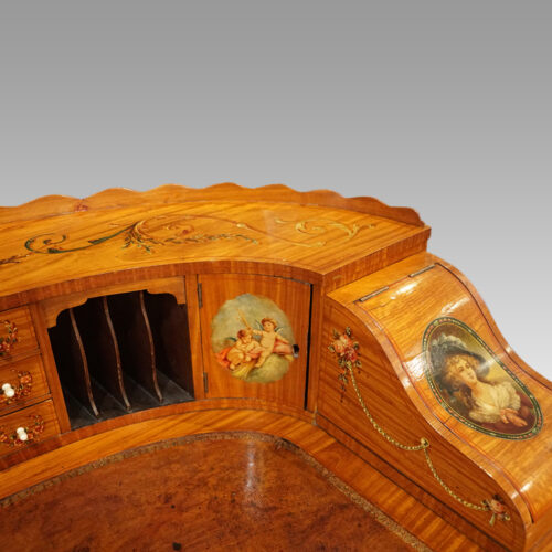 Edwardian satinwood decorated Carlton House desk door