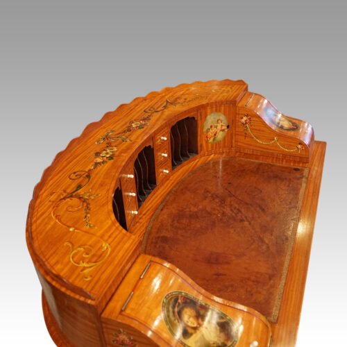 Edwardian satinwood decorated Carlton House desk gallery