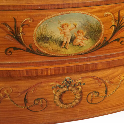 Edwardian satinwood decorated Carlton House desk vignette