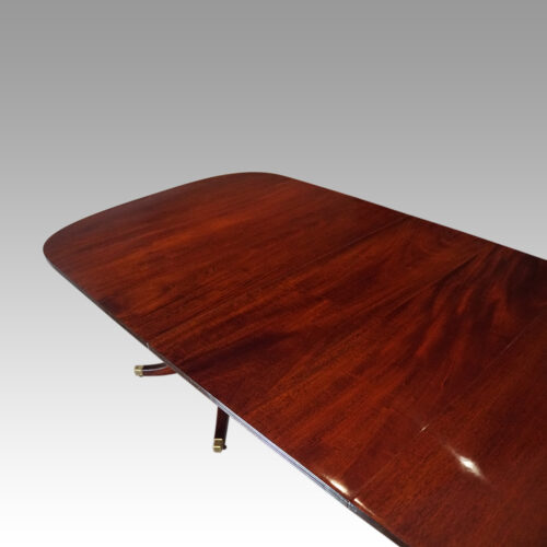 George V mahogany twin pillar dining table angle