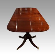 George V mahogany twin pillar dining table end view