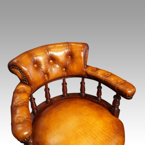 Late Victorian revolving desk chair back rail