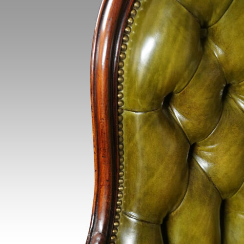 Victorian button back leather easy chair upright