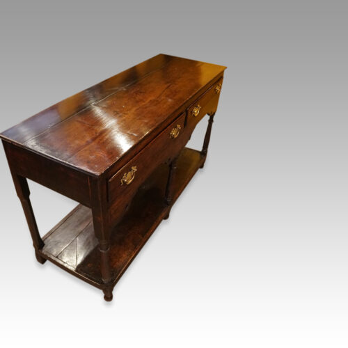 Antique oak pot board dresser base angle