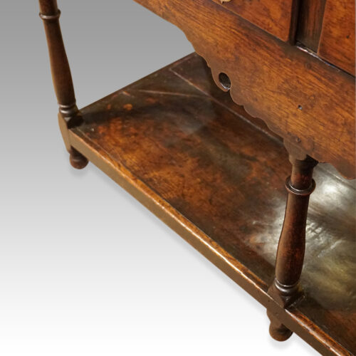 Antique oak pot board dresser base base detail